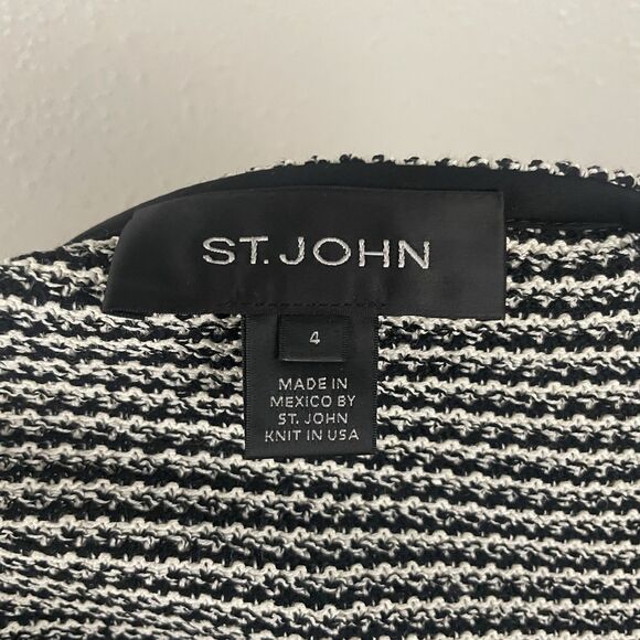 St. John Womens 4 Wool Rayon Black White Pencil Skirt - Picture 4 of 5